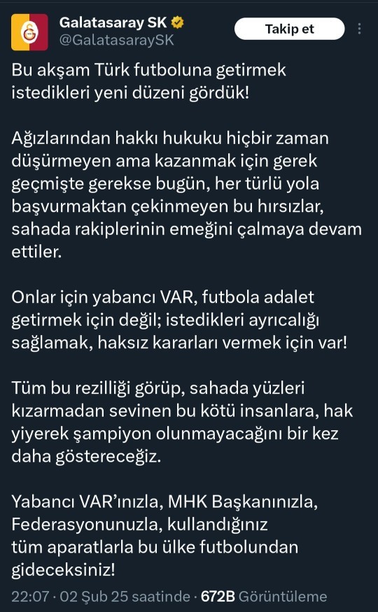 Galatasaraydan, Fenerbahçe ve federasyona şok tepki! Ne düşünüyorsunuz?