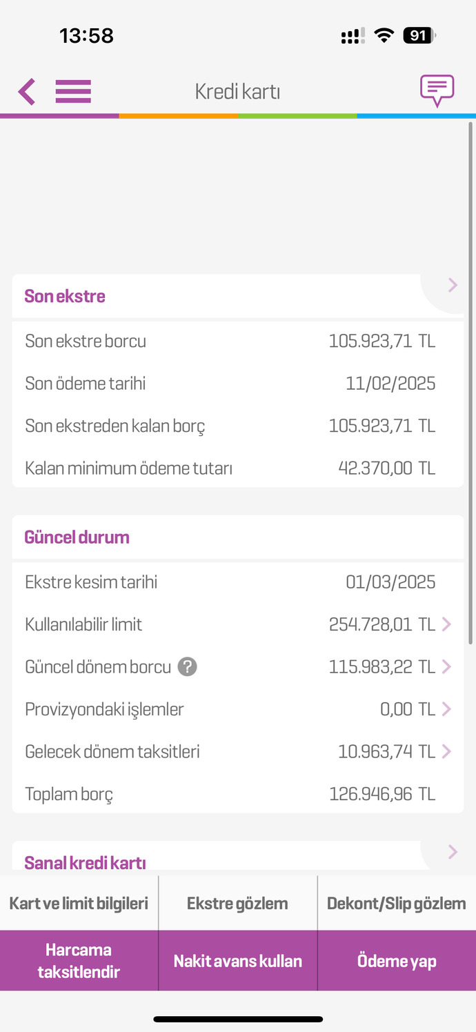 Kredi kartı borcunuz var mı?