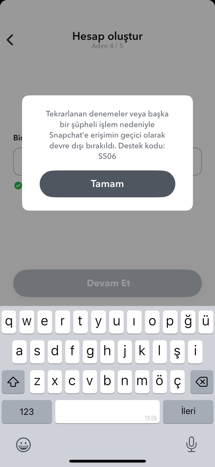 Snep hata veriyor yeni hesap açamıyorum ne yapmalıyım?