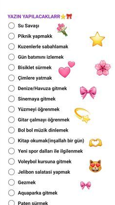 Peki sizin yapacaklar listenizde neler var?