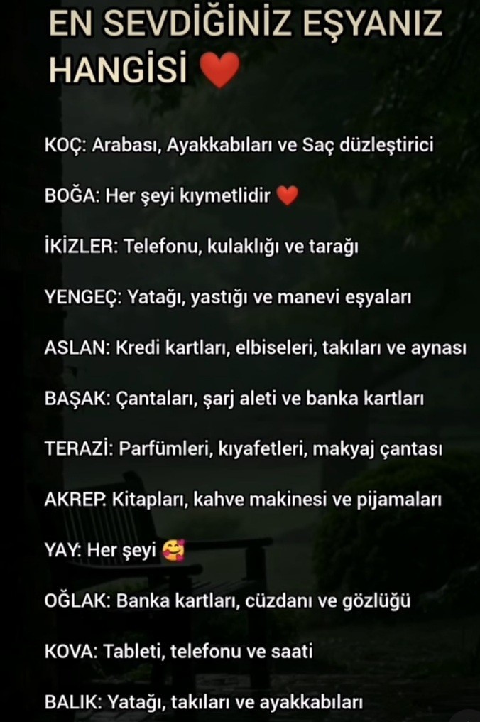 En sevdiğiniz eşyanız var mı?