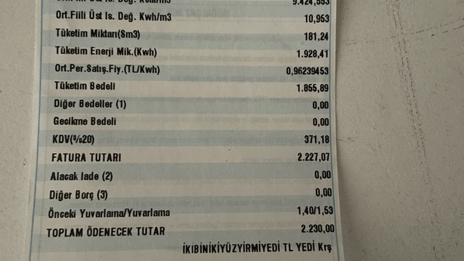 Doğalgaz 🔥 faturanız ne kadar geliyor?