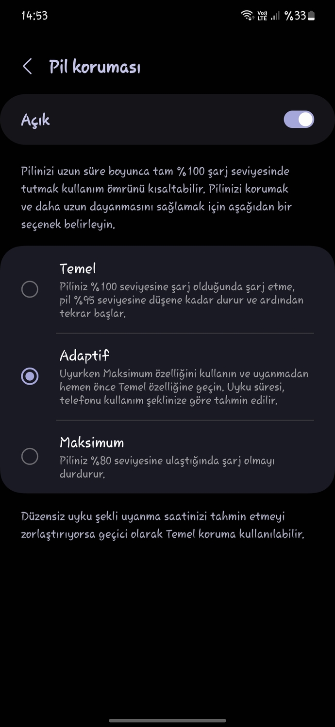 Pil koruması özelligi?