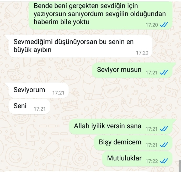 Arkadaşlar ayrıldık peşimde koştu o sırada sevgili yapmış bakar mısınız cevaba?