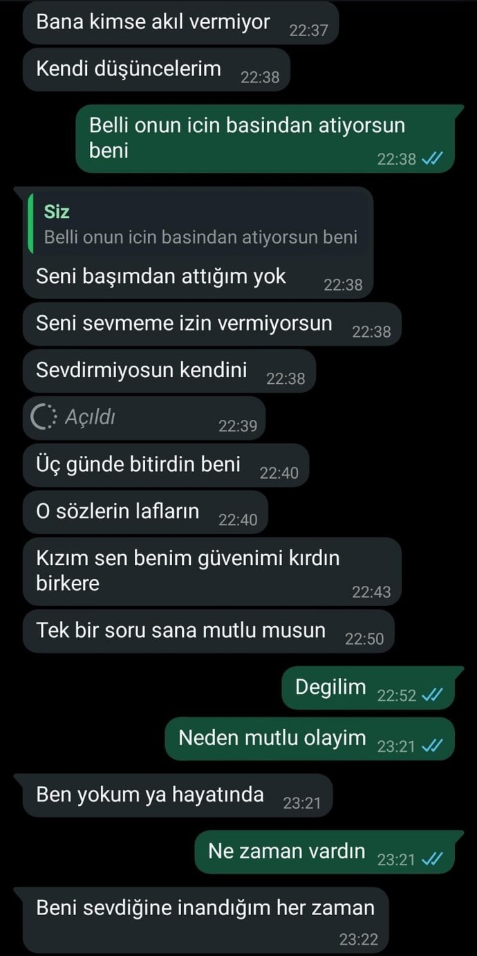 Sarhoşken mesaj yazdı. Diyor ki sen benim dünyamı s1ktin. Bu nasıl laf ya?