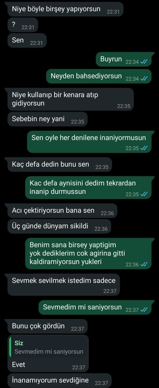 Sarhoşken mesaj yazdı. Diyor ki sen benim dünyamı s1ktin. Bu nasıl laf ya?