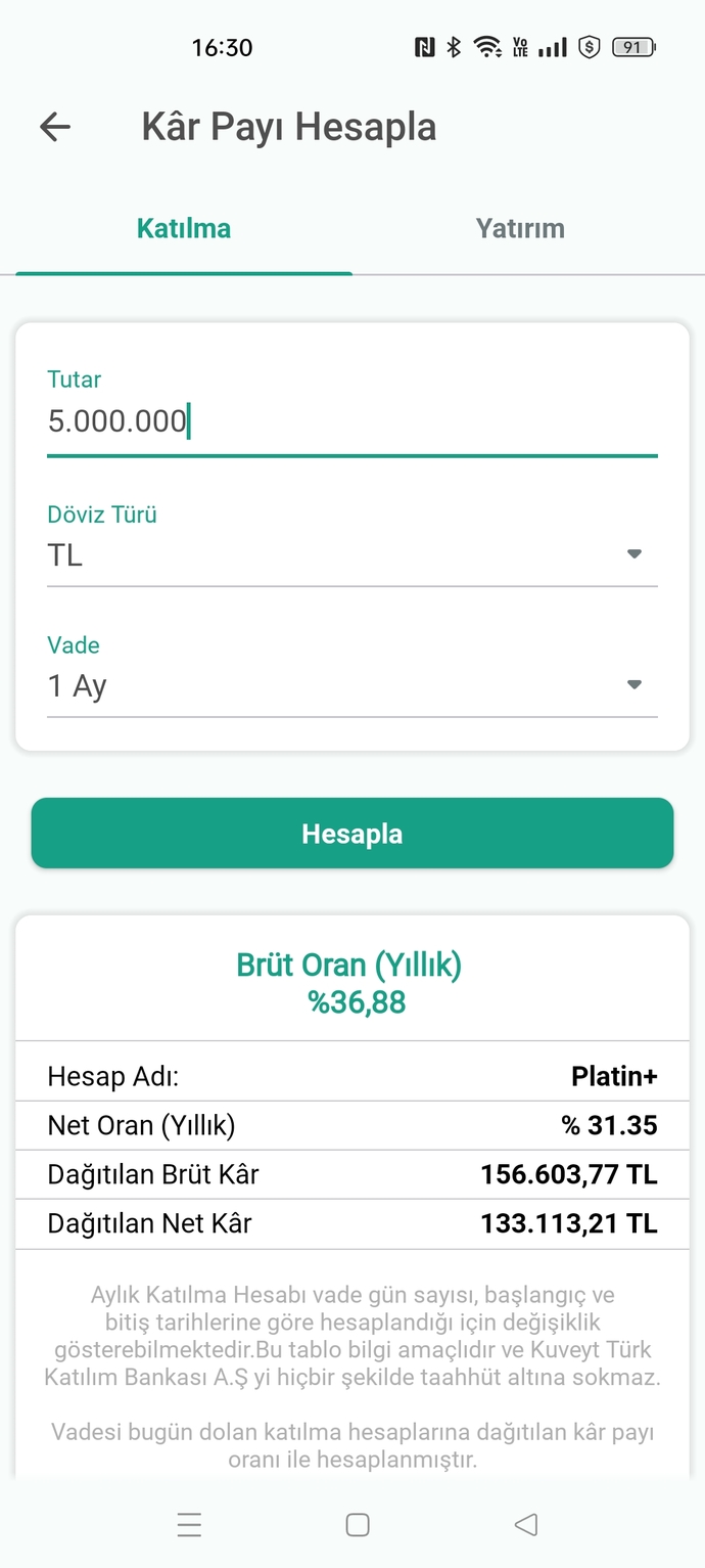 Kuveyt Türke 5.000.000₺ yatırıp aylık 133.000₺ kâr payı almalı mıyım?