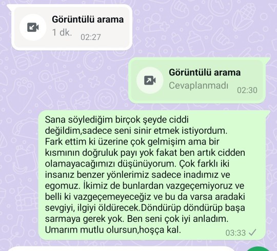 2.5 aydır konuştuğum çocuğa en son bu mesajı attım?