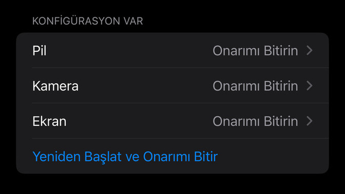Teni iPhone aldım böyle yazıyor parça değişimi var mı yok mu?