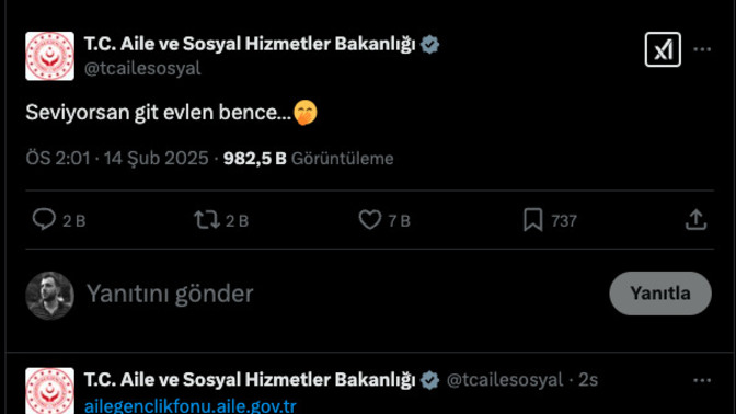 Bakanlık ‘Seviyorsan evlen’ dedi, kredi linki paylaştı. Siz ne düşünüyorsunuz?