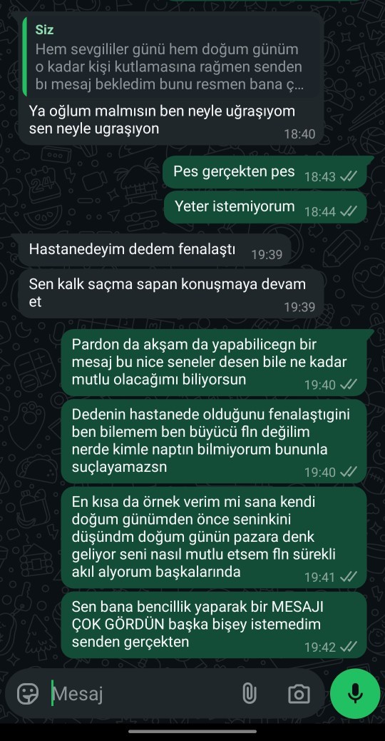 Ben bencillik mi yaptım gün boyu aradım açmadı bilmiyordum dedesi fenalaştigini?