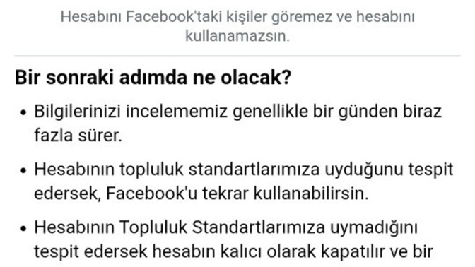 Facebook 2 hesabım vardı 1 tanesini sildi 1 tanesini askıya aldı itirazda bulundum kesin bunuda siler bu saçma Facebook?
