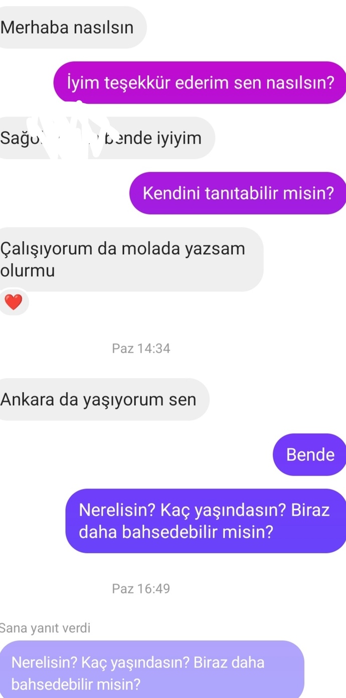 İşinden dolayı reddetiğimi düşünüyor ama çekinik olduğu için istemedim haksız mıyım?
