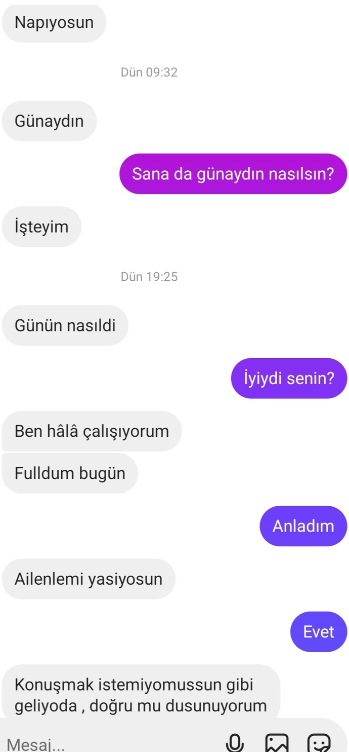 İşinden dolayı reddetiğimi düşünüyor ama çekinik olduğu için istemedim haksız mıyım?