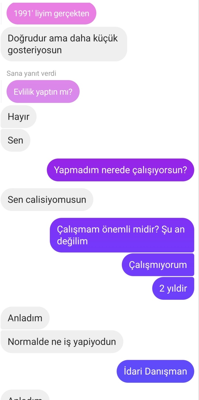 İşinden dolayı reddetiğimi düşünüyor ama çekinik olduğu için istemedim haksız mıyım?