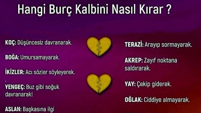 Hangi Burç kalbini nasıl kırar?