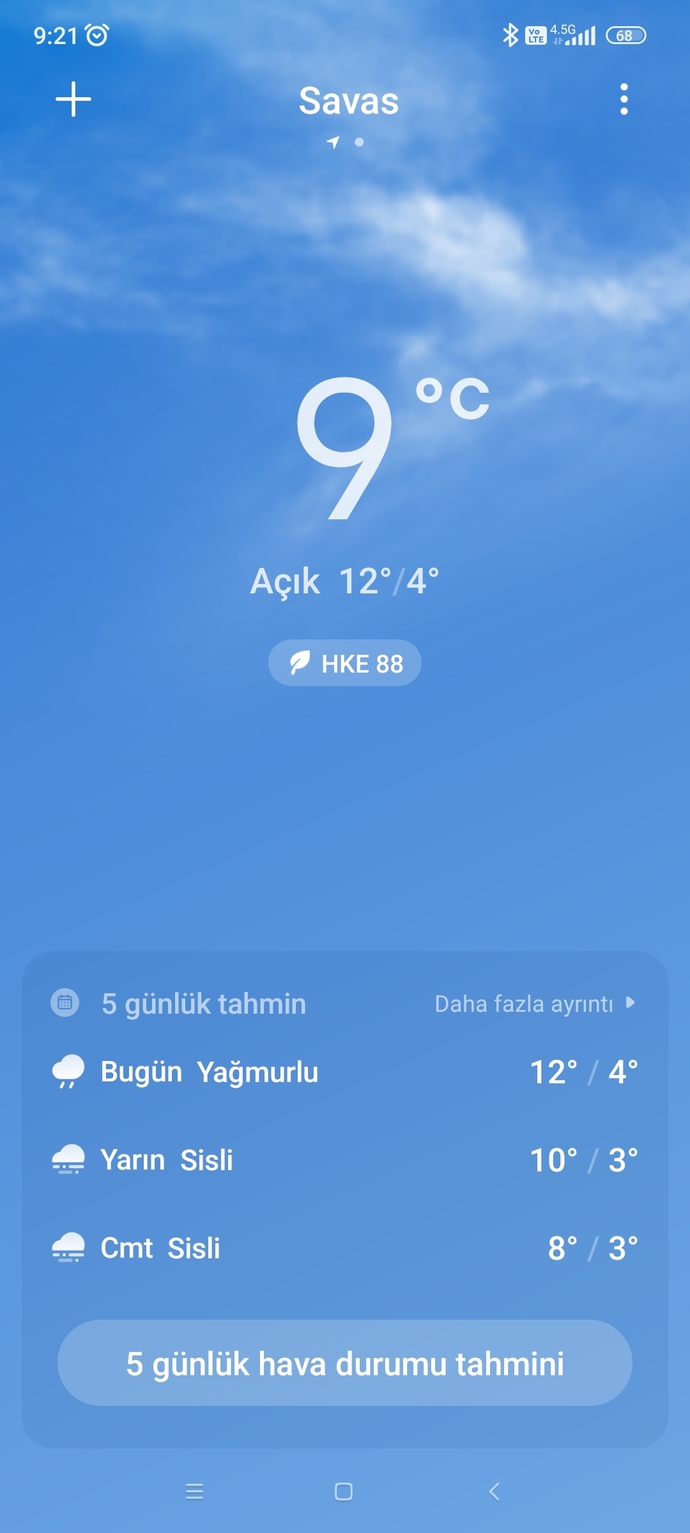 Bulunduğunuz yerde hava kaç derece?
