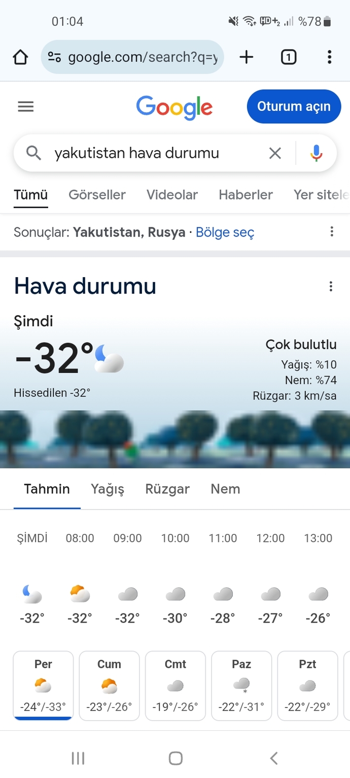 Bulunduğunuz yerde hava kaç derece?
