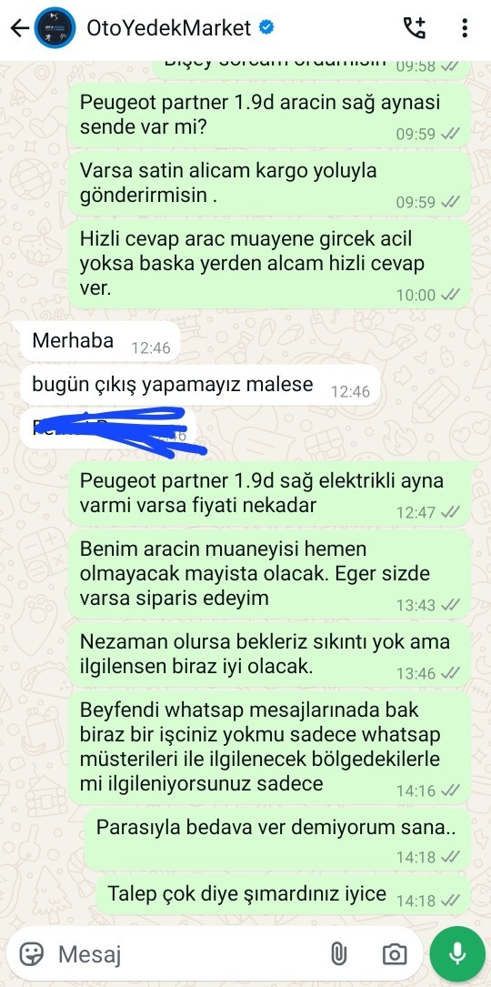 Oto yedek parçacı cevap vermiyor ne yapmalıyım?