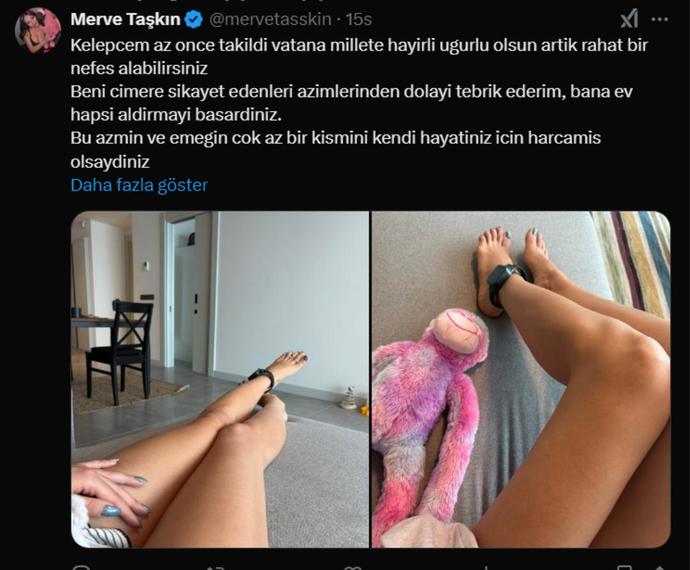 Merve Taşkından ayağında kelepçeli poz! Bu durum hakkında ne düşünüyorsun?