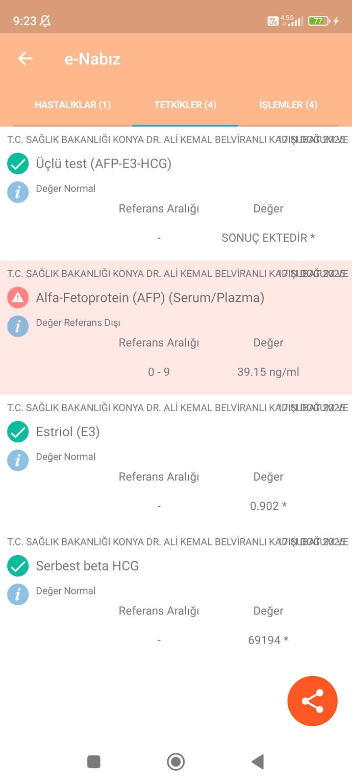 3 lü test sonucum böyle bir sıkıntı var mı sizce?