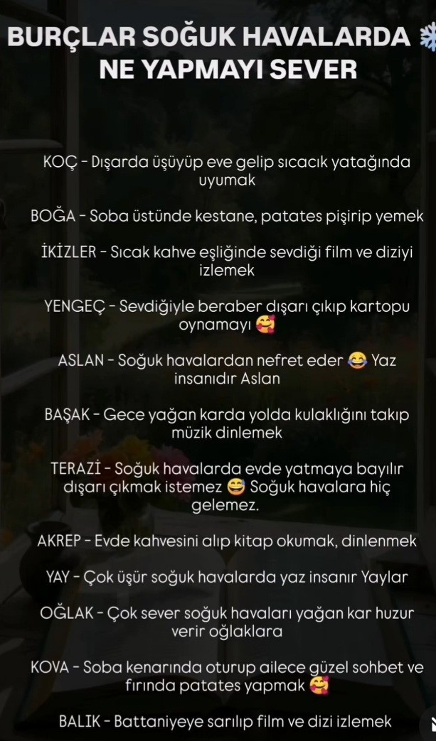 Soğuk havalarda ne yapmayı çok seversiniz?