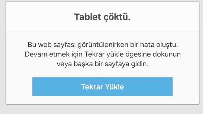 Chat phtye giriş yaparken tablet çöktü uyarısı veriyor ne yapabilirim?