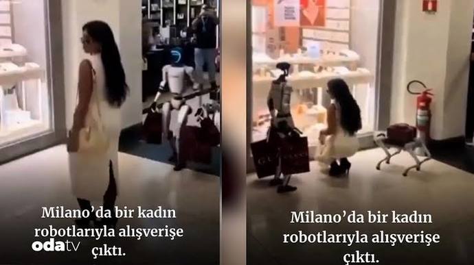 Milanoda bir kadın robotları ile alışverişe çıktı. Sizce de çok havalı değil mi, ne düşünüyorsunuz bu teknoloji konusunda?