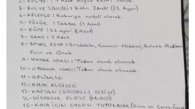 Kız tarafından böyle liste gelse, ne tepki verirsiniz?