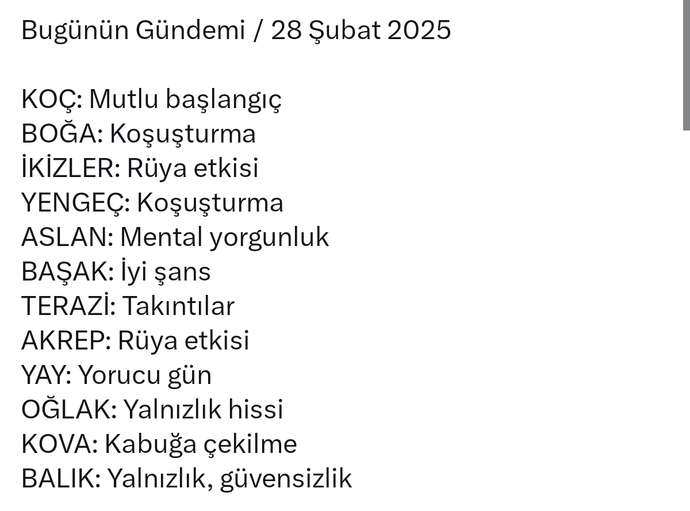 Burcunuzun bugünkü gündemi nedir?