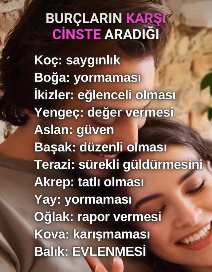 Burçlar karşı cinste ne arıyormuş?