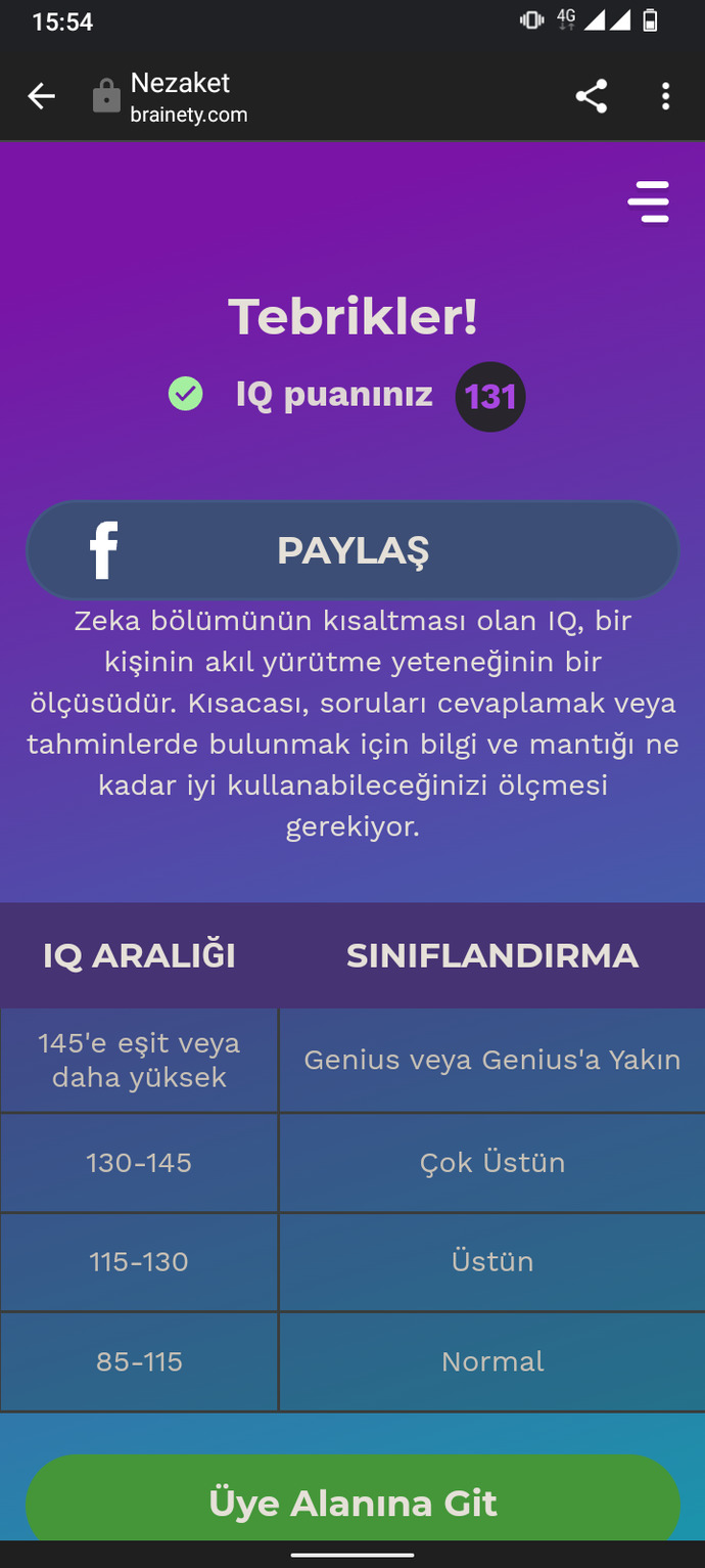 En son test yaptığımda bu çıkmıştı