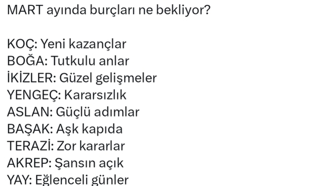 Burcunuza göre Mart  ayında sizi ne bekliyor?