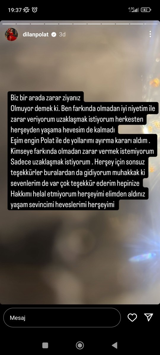 Dilan Polat, Engin Polattan ayrılacağını açıkladı. Ne düşünüyorsunuz?