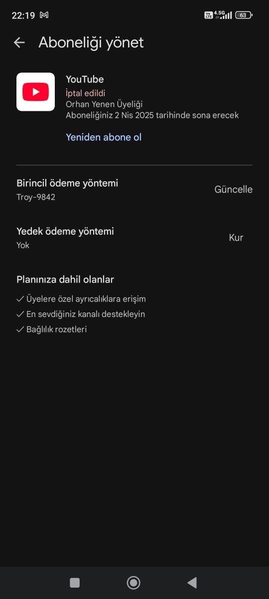 Üyelik iptal olmuşmu?