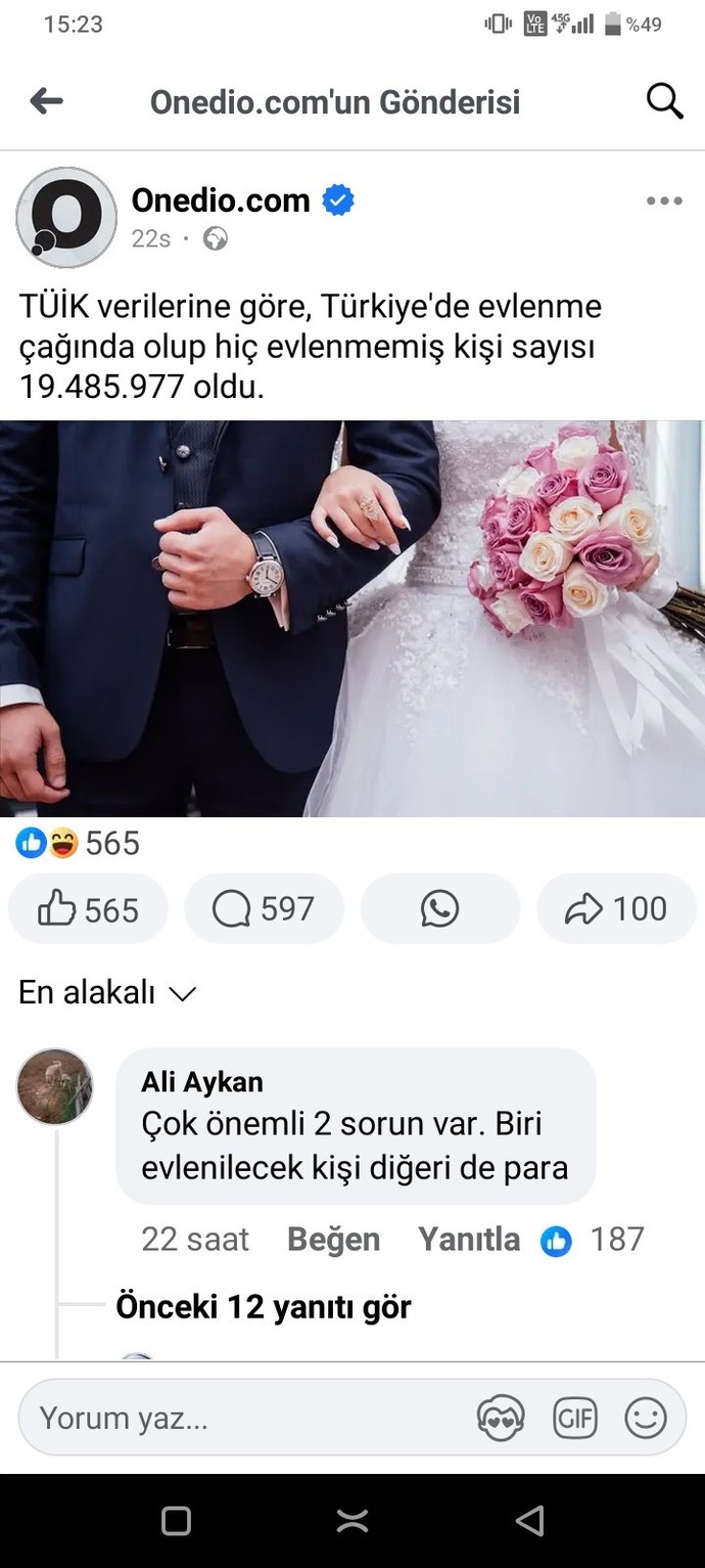 Evlenme çağında evlenmemiş kişi var mı burada?