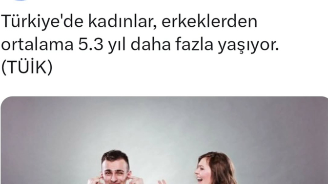 Türkiye’deki kadınlar erkeklerden fazla yaşıyormuş sebebi ne acaba?