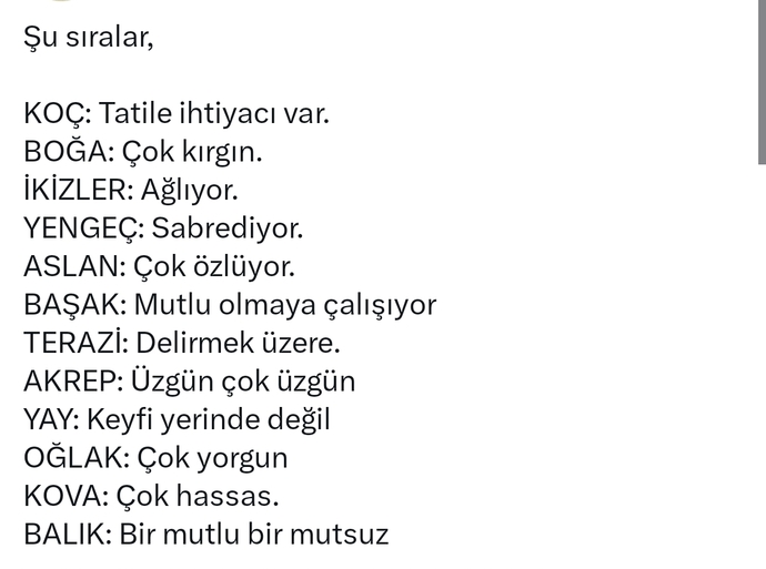 Burcunuza göre şu anda ne durumdasınız?