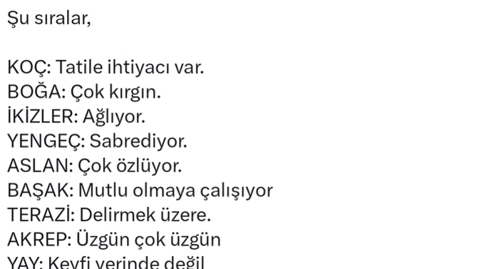 Burcunuza göre şu anda ne durumdasınız?