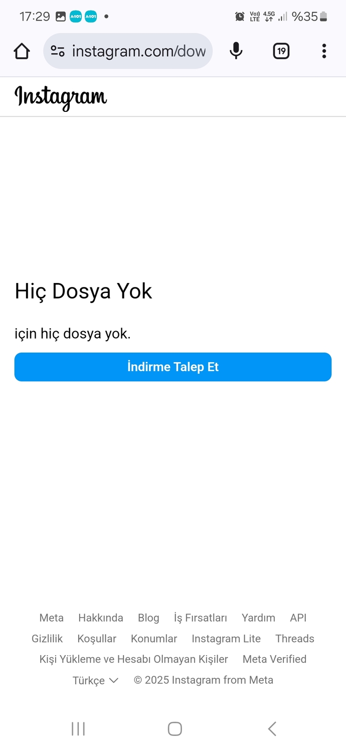 İnstagram dosyasını alamıyorum yardım lütfen?