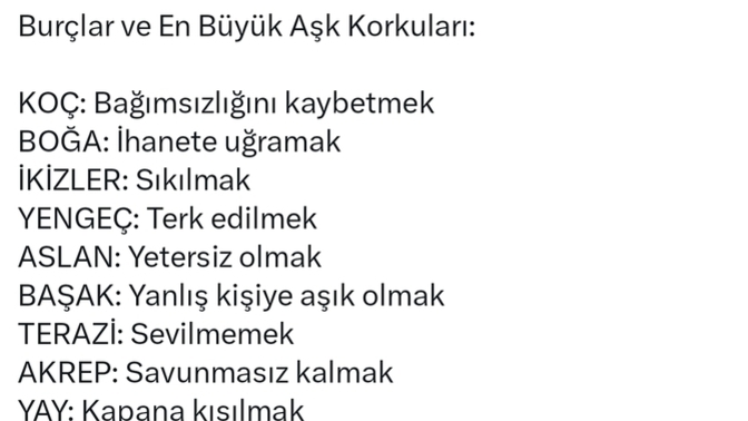 Burcunuza göre en büyük aşk korkunuz nedir?