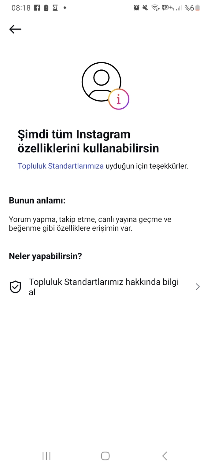 İnstagram politikaları değiştiğin de bu görsel de görmüş olduğunuz sinir bozucu i simgesi de değişir mi?