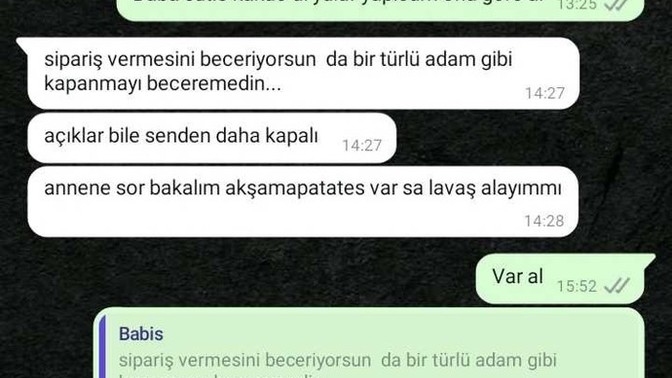 Babamın attığı mesaja bakar mısınız, ne düşünüyorsunuz?