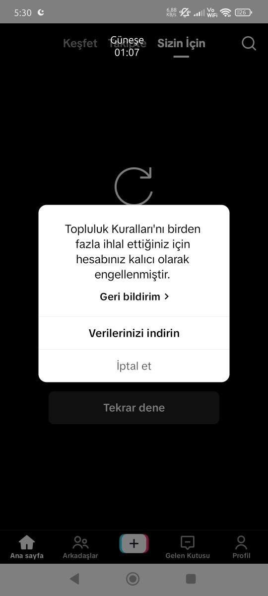 Tiktok hesabımı kapattı ve şu an uygulamaya bile giremiyorum nasıl çözerim?