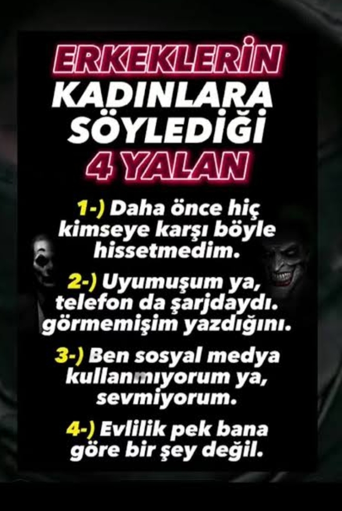 Erkeklerin kadınlara en çok söylediği yalanlar nelerdir?