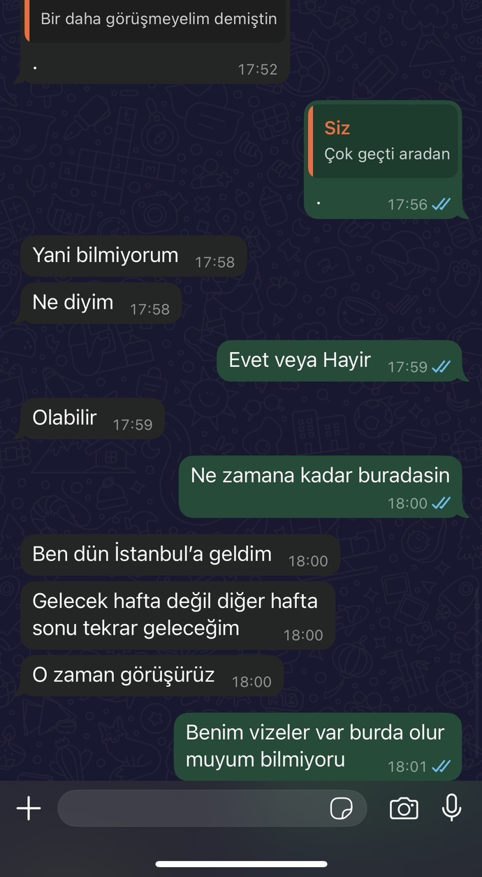 Sizce eski sevgilim görüşmek istiyor mu?