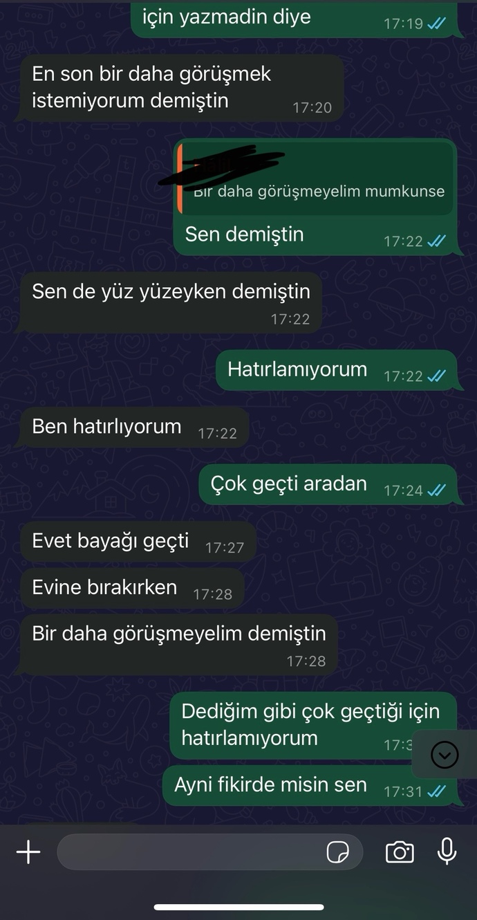Sizce eski sevgilim görüşmek istiyor mu?