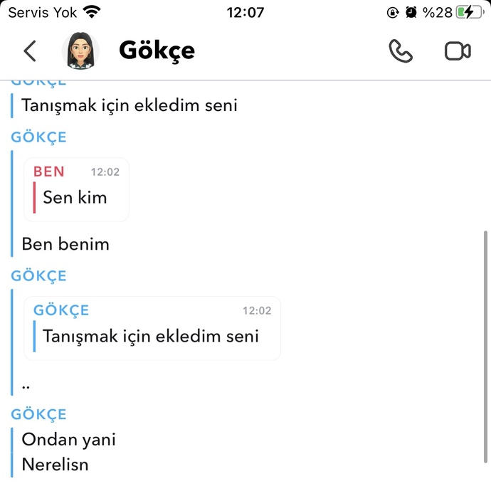 Snap ta böyle insanlar mesaj atıyorlar?
