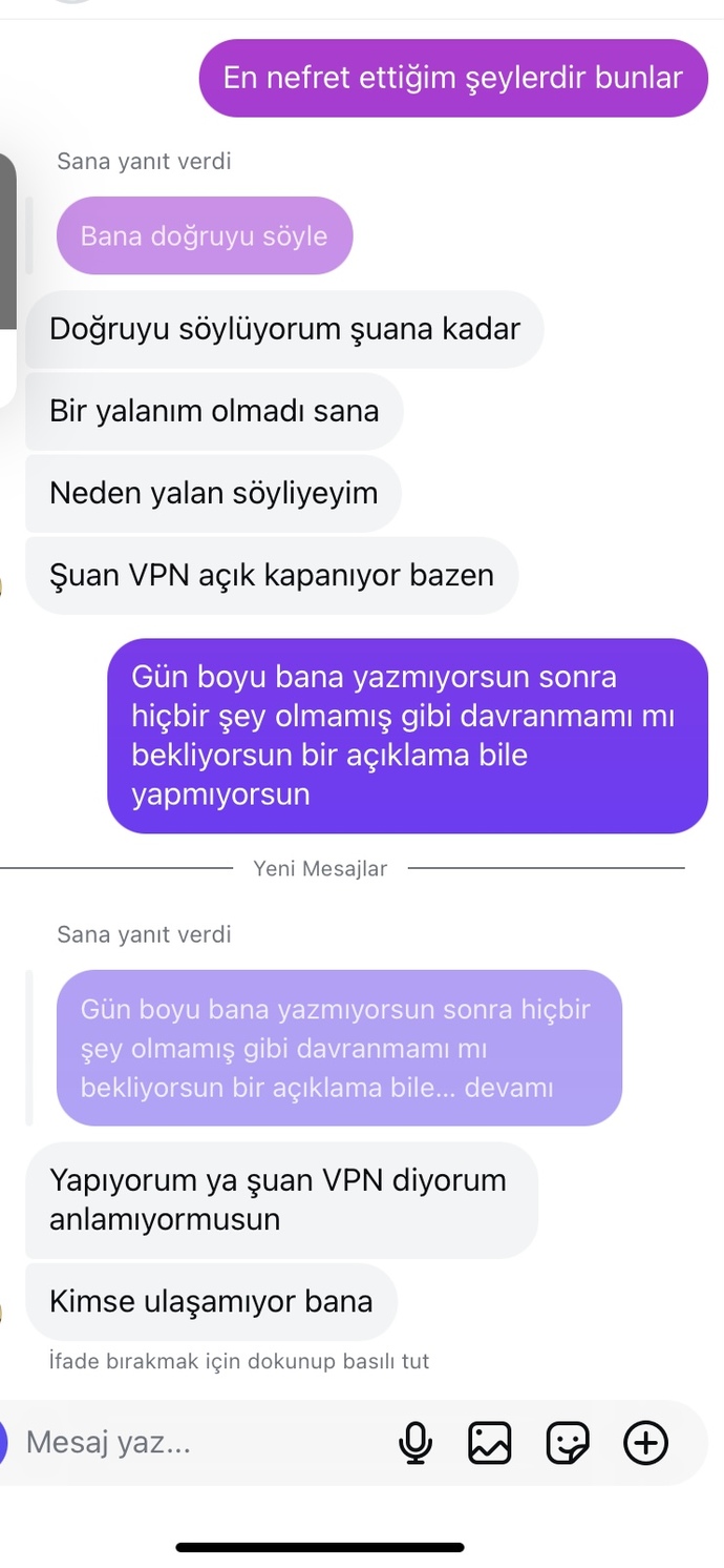Wi-Fi VPN‘le bağlanıyor sanırım ama bir açılıp bir kapanıyor bağlanaamadım diyor ama WhatsApp‘a gün içinde de birkaç kere girdiğini gördüm bu nasıl olabiliyor Instagram‘a giremiyor ama oraya giriyor yalan söylemiyor mu sizce de ben anlamadım ne demek istediğini zaten Wi-Fi si olan biri VPN kapansa da internete erişip giremez mi ben mi yanlış biliyorum