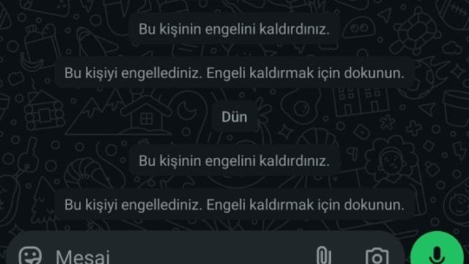 WhatsAppta uzun zaman önce engellediğim biri var ve dün engelini açmışım gibi görünüyor ama bunu yapmadım peki niye böyle oluyor?